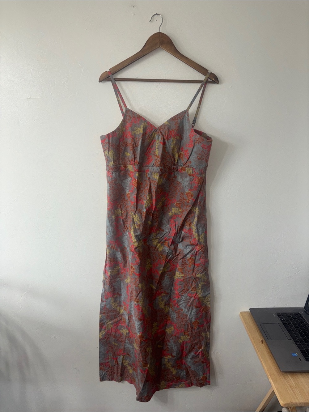 Aventura Floral Organic Cotton Maxi Dress Lagenlook Pink Purple Boho Size Large
